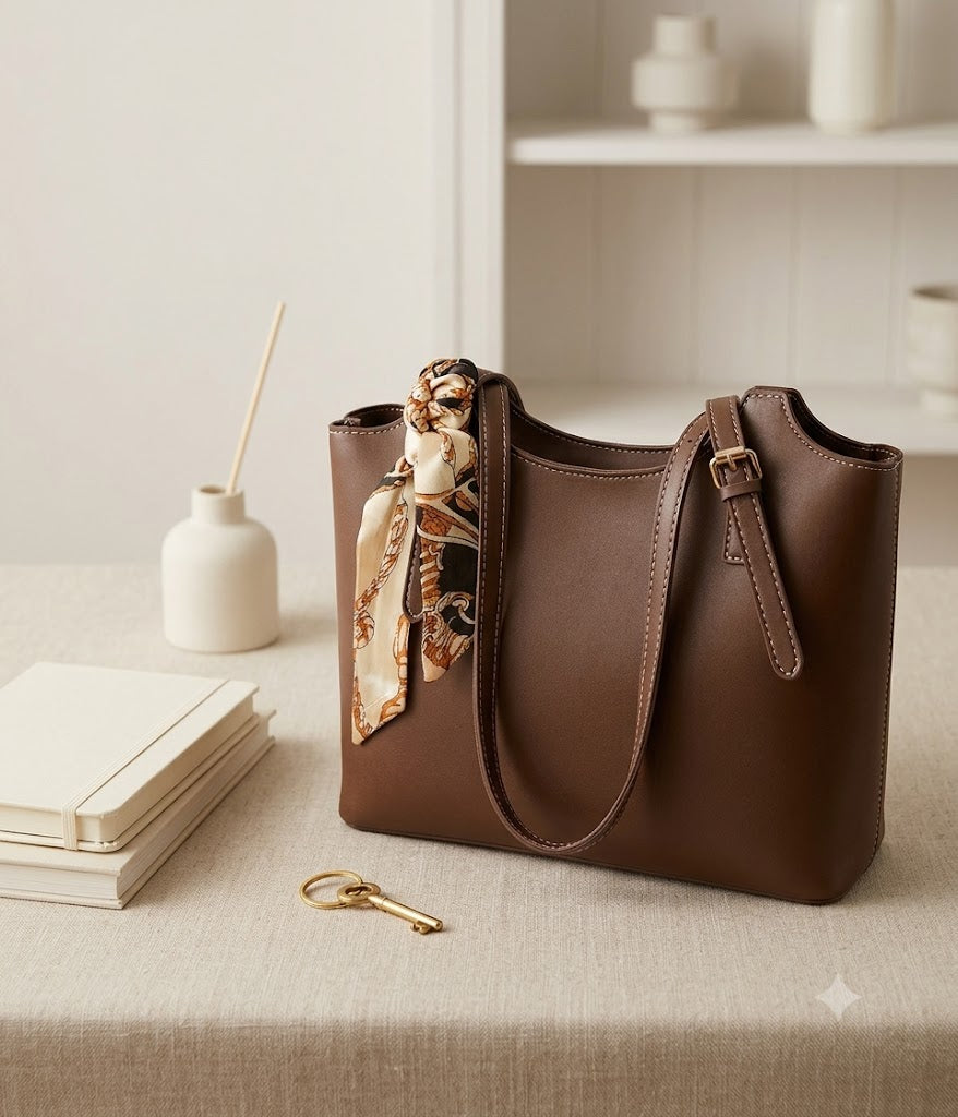 Minimalist Letter Print Shoulder Tote