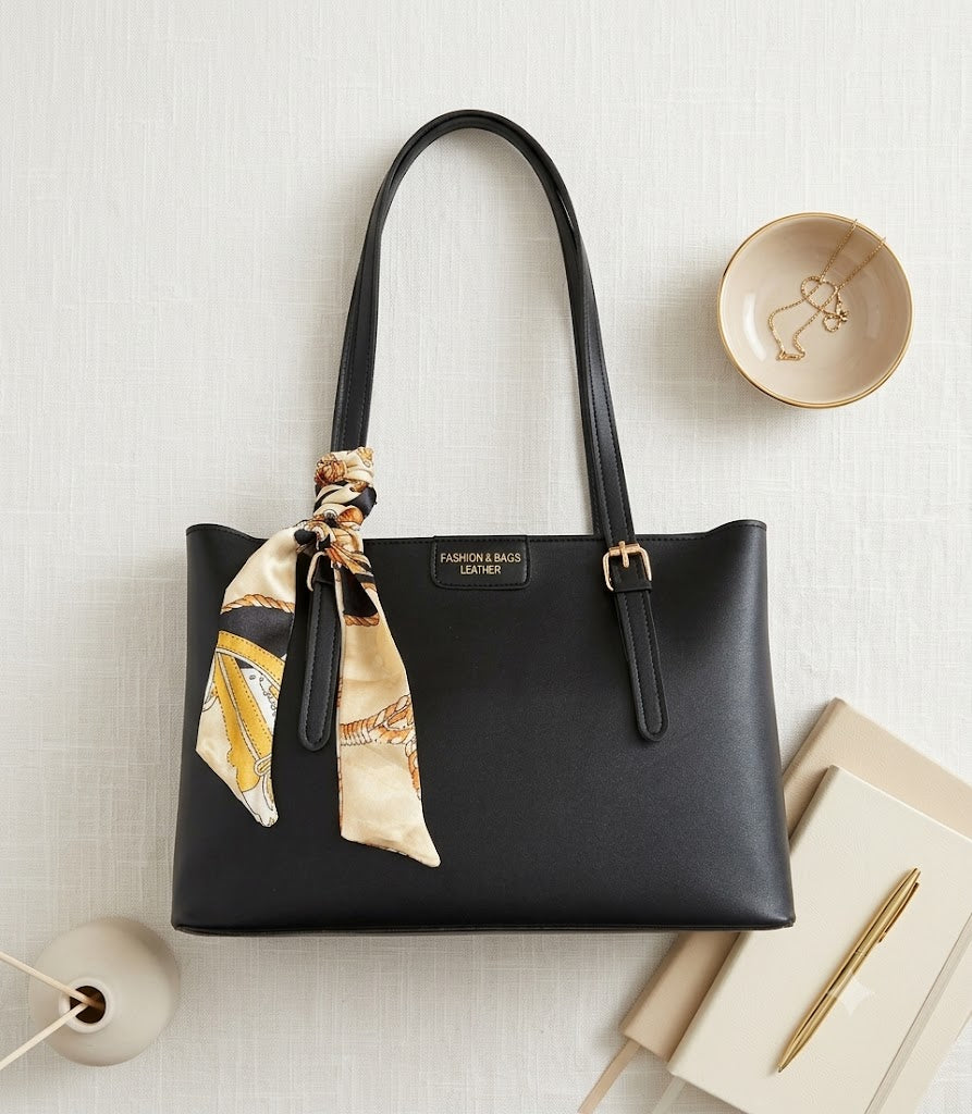 Minimalist Letter Print Shoulder Tote