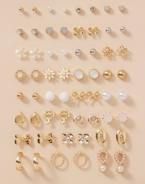 30 Pairs Women’s Metallic Earrings Gift Set