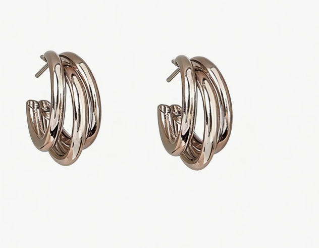 Elegant 3‑Ring Hoop Earrings