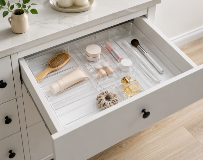 Clear Acrylic Drawer Organizer Set