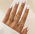 Luxury Gold‑Tone Rhinestone Butterfly Ring Set (4pcs)