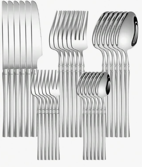 30pcs Stainless Steel Flatware Set – Slender Waist Design