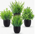 3 to 4pcs Black Faux Mini Planters with Artificial Plants