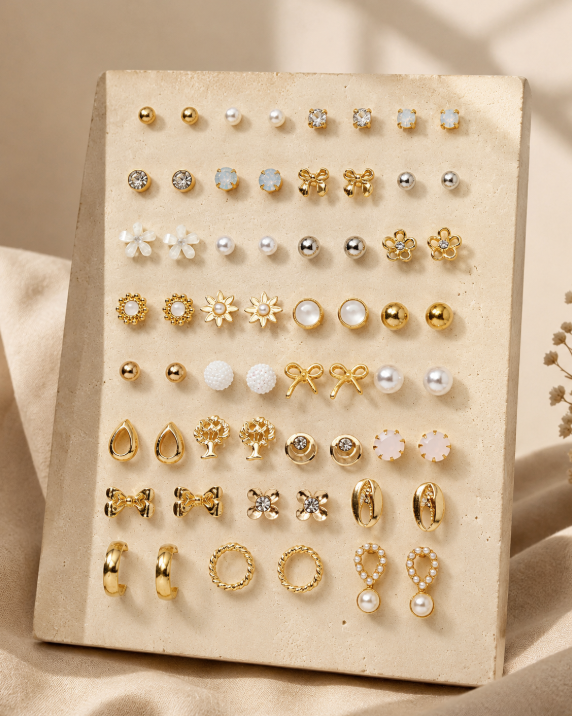 30 Pairs Women’s Metallic Earrings Gift Set