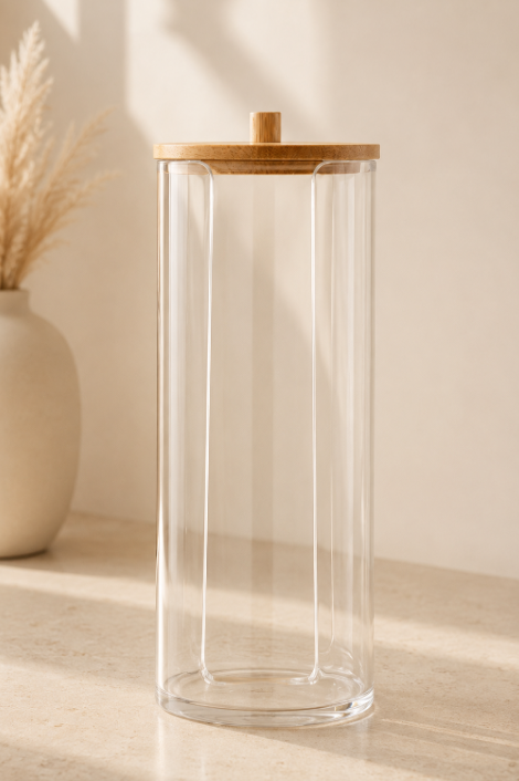 Bamboo Lid Transparent Plastic Storage Box