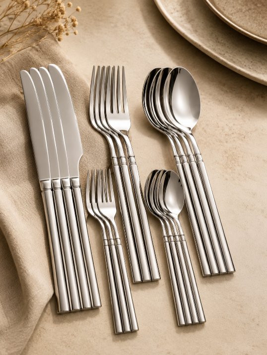 30pcs Stainless Steel Flatware Set – Slender Waist Design