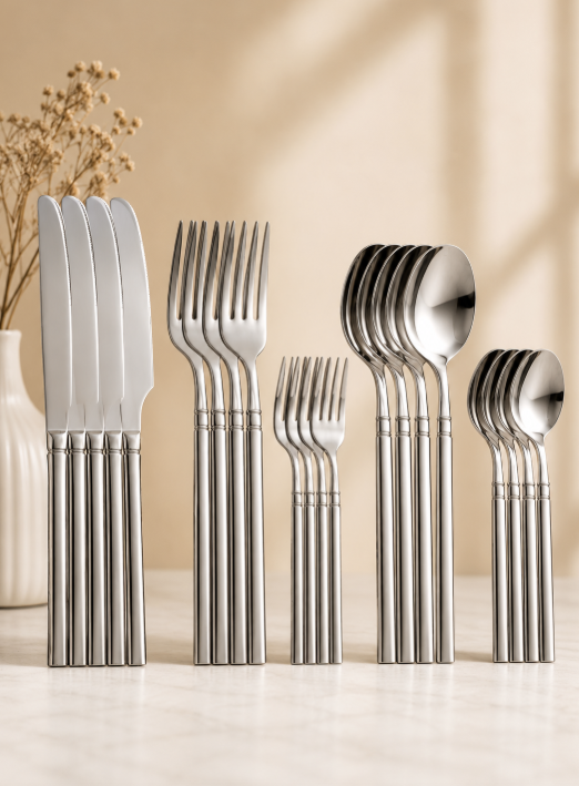 30pcs Stainless Steel Flatware Set – Slender Waist Design